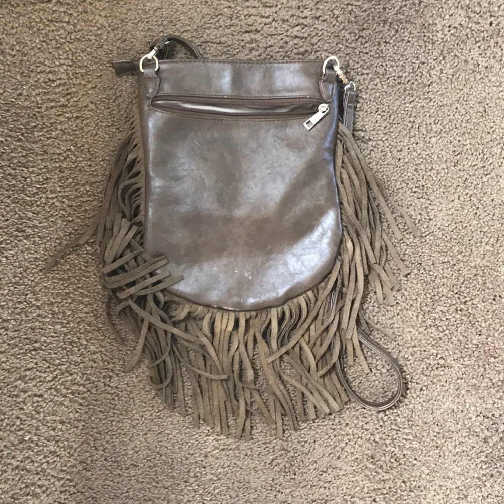 Leather fringe crossbody purse, EUC - Picture 4 of 6